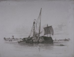 テムズ川の眺め、1829 作： Edward William Cooke